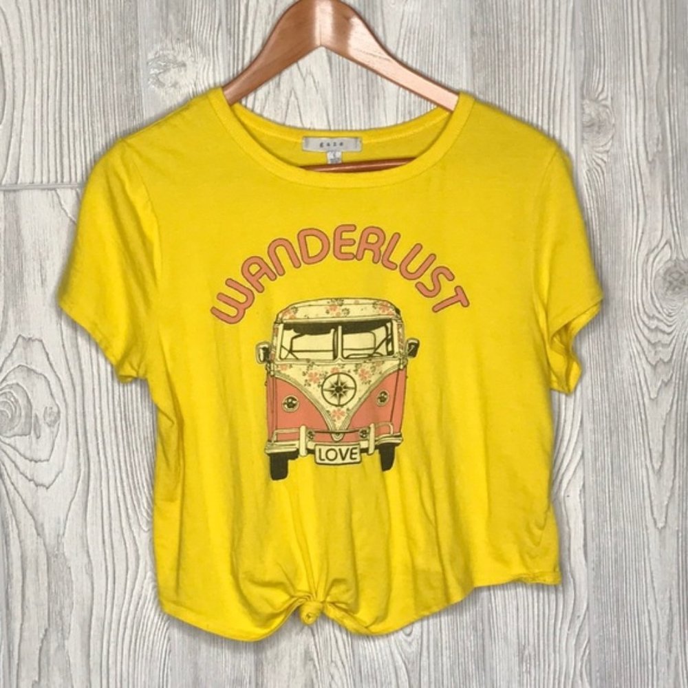 Gaze Wanderlust Yellow Graphic Knotted Tie Tee